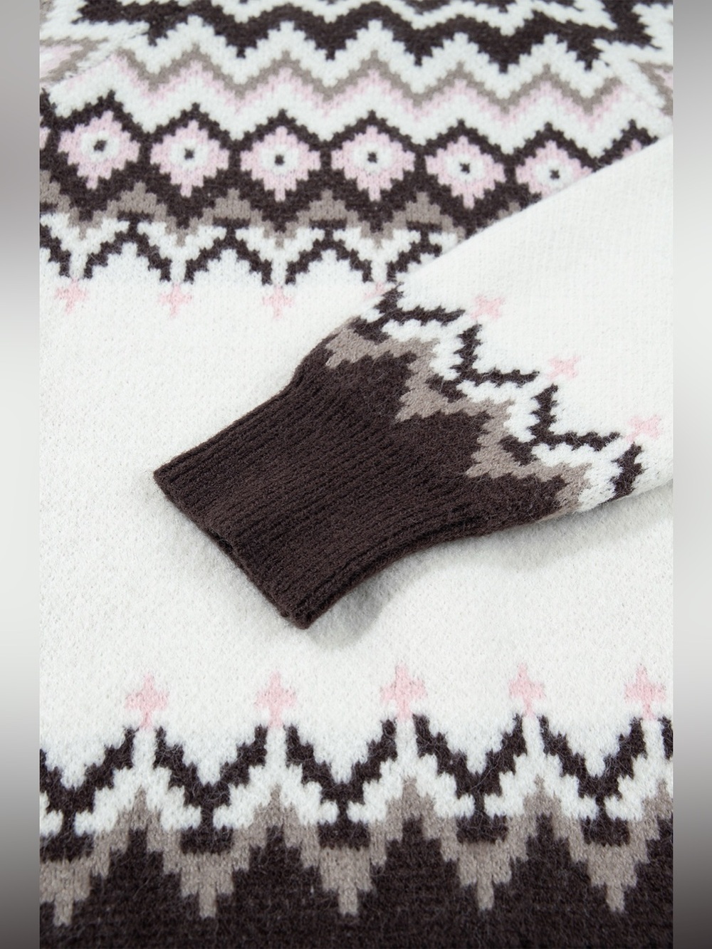 Geometric Pattern Brushed Knit Button Cardigan - Picture 12 of 14